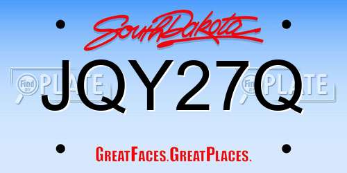 JQY27Q South Dakota License Plate