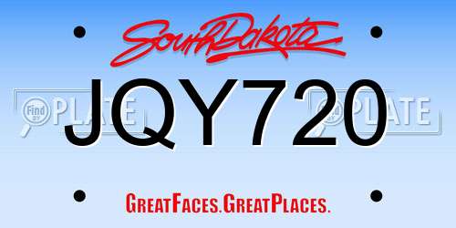JQY720 South Dakota License Plate