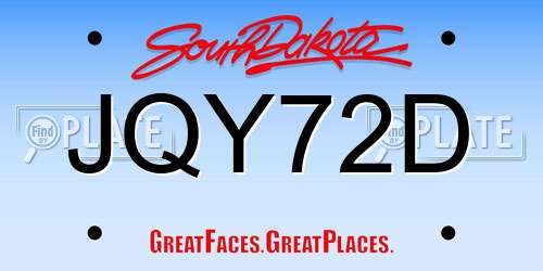 JQY72D South Dakota License Plate