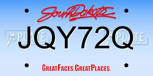 JQY72Q South Dakota License Plate