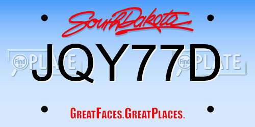 JQY77D South Dakota License Plate