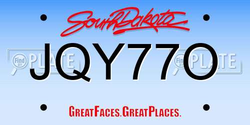 JQY77O South Dakota License Plate