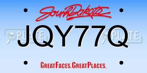 JQY77Q South Dakota License Plate
