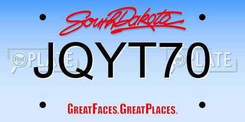 JQYT70 South Dakota License Plate