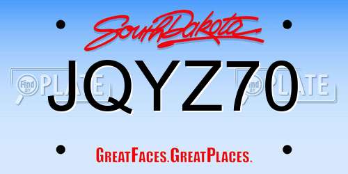 JQYZ70 South Dakota License Plate
