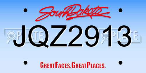 JQZ2913 South Dakota License Plate