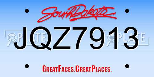 JQZ7913 South Dakota License Plate