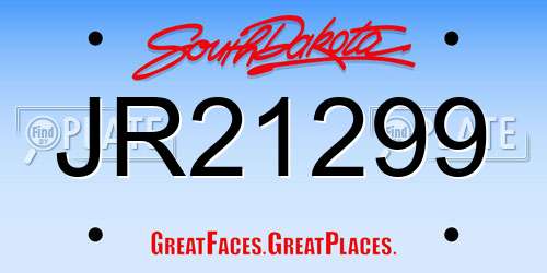 JR21299 South Dakota License Plate