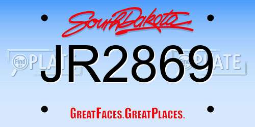 JR2869 South Dakota License Plate