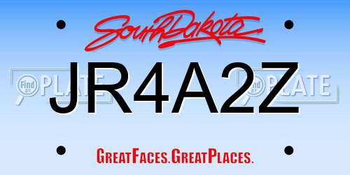 JR4A2Z South Dakota License Plate