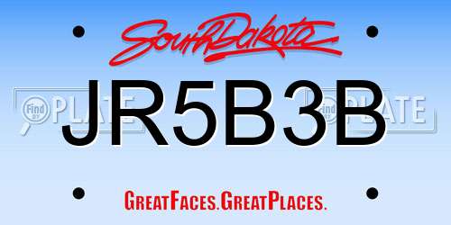 JR5B3B South Dakota License Plate