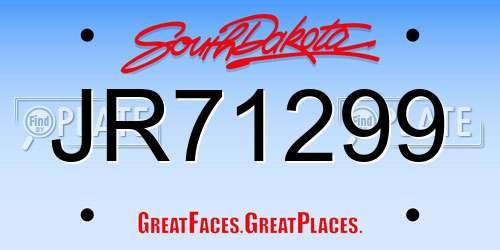 JR71299 South Dakota License Plate
