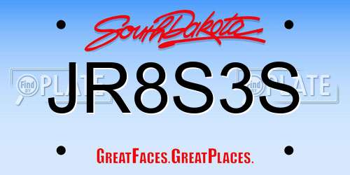 JR8S3S South Dakota License Plate