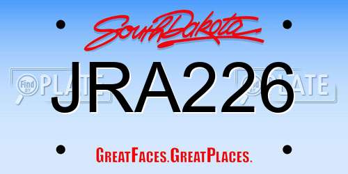 JRA226 South Dakota License Plate