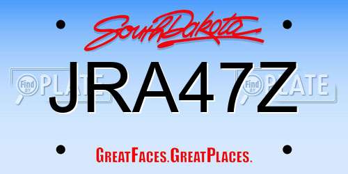 JRA47Z South Dakota License Plate