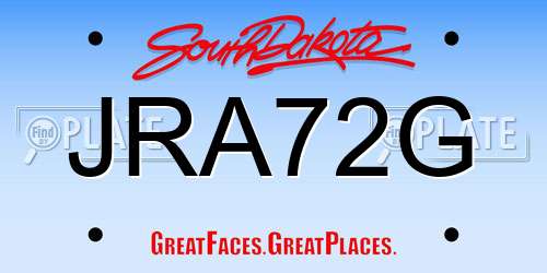 JRA72G South Dakota License Plate