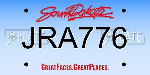 JRA776 South Dakota License Plate