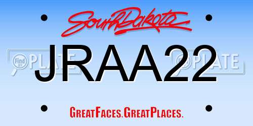 JRAA22 South Dakota License Plate