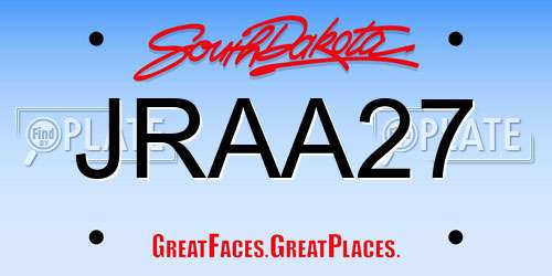 JRAA27 South Dakota License Plate