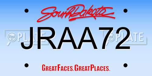 JRAA72 South Dakota License Plate