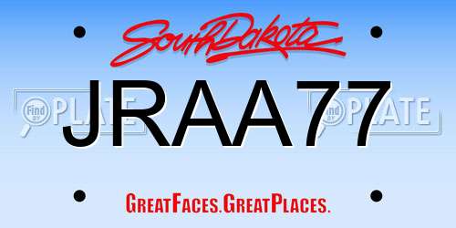 JRAA77 South Dakota License Plate