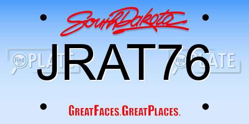 JRAT76 South Dakota License Plate