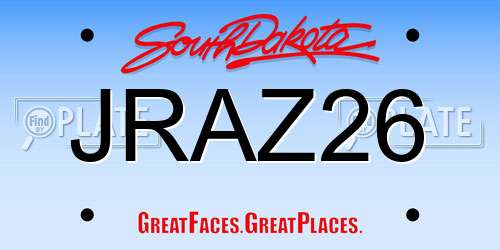 JRAZ26 South Dakota License Plate