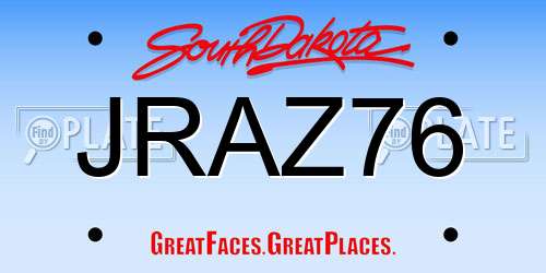 JRAZ76 South Dakota License Plate