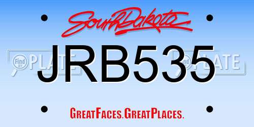 JRB535 South Dakota License Plate