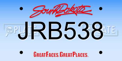JRB538 South Dakota License Plate