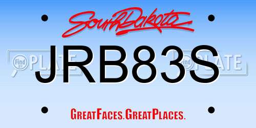 JRB83S South Dakota License Plate