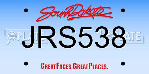 JRS538 South Dakota License Plate