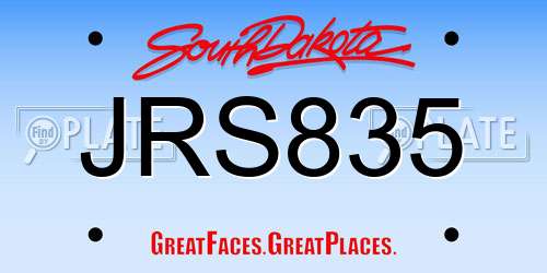 JRS835 South Dakota License Plate