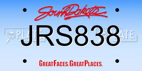 JRS838 South Dakota License Plate