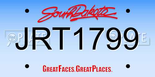 JRT1799 South Dakota License Plate