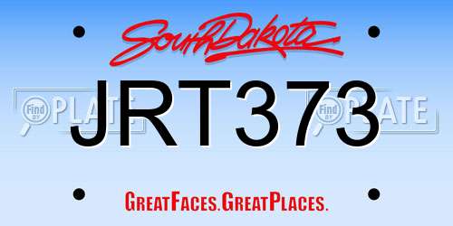 JRT373 South Dakota License Plate