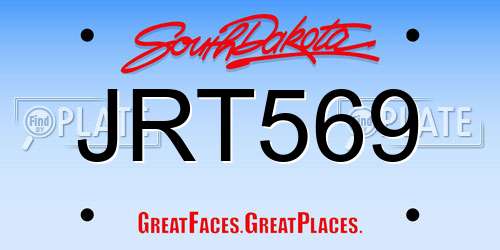 JRT569 South Dakota License Plate