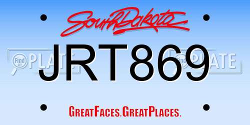 JRT869 South Dakota License Plate