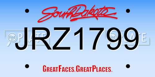 JRZ1799 South Dakota License Plate
