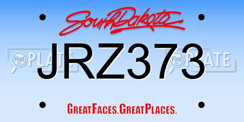 JRZ373 South Dakota License Plate