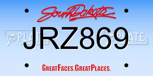 JRZ869 South Dakota License Plate