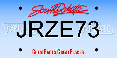JRZE73 South Dakota License Plate