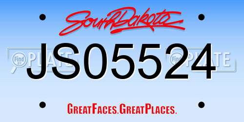 JS05524 South Dakota License Plate