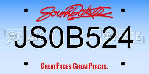 JS0B524 South Dakota License Plate