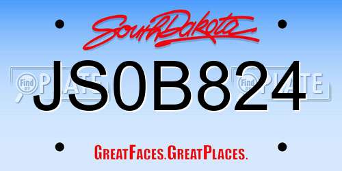 JS0B824 South Dakota License Plate