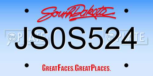 JS0S524 South Dakota License Plate