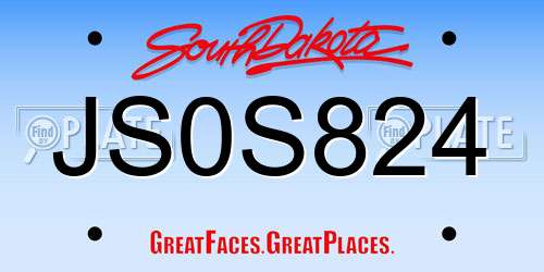 JS0S824 South Dakota License Plate