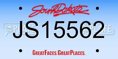 JS15562 South Dakota License Plate