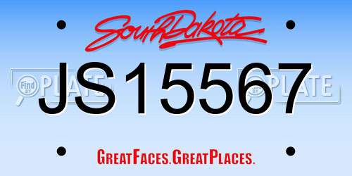 JS15567 South Dakota License Plate