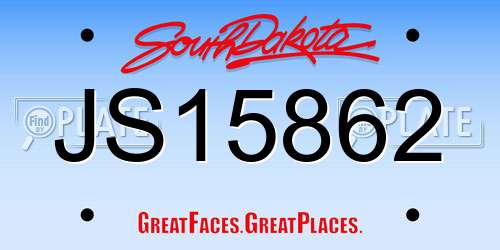 JS15862 South Dakota License Plate